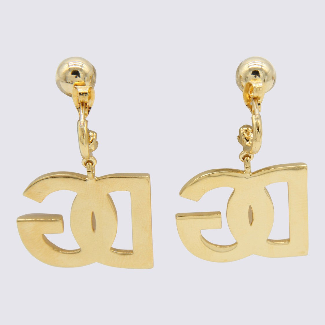 Dolce & Gabbana Polished Gold-Tone Clip-On Earrings With Interlocking Initials