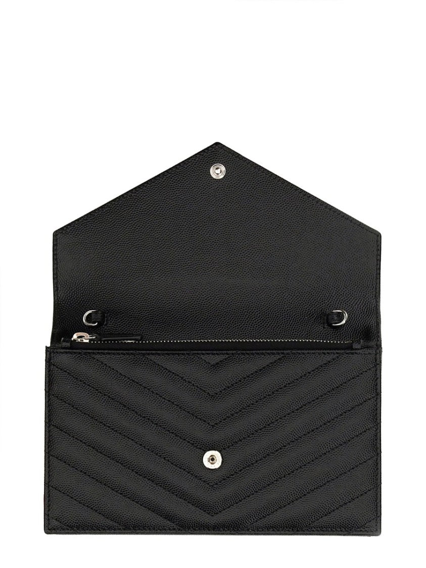 Saint Laurent "Envelope Cassandre" Wallet With Chain