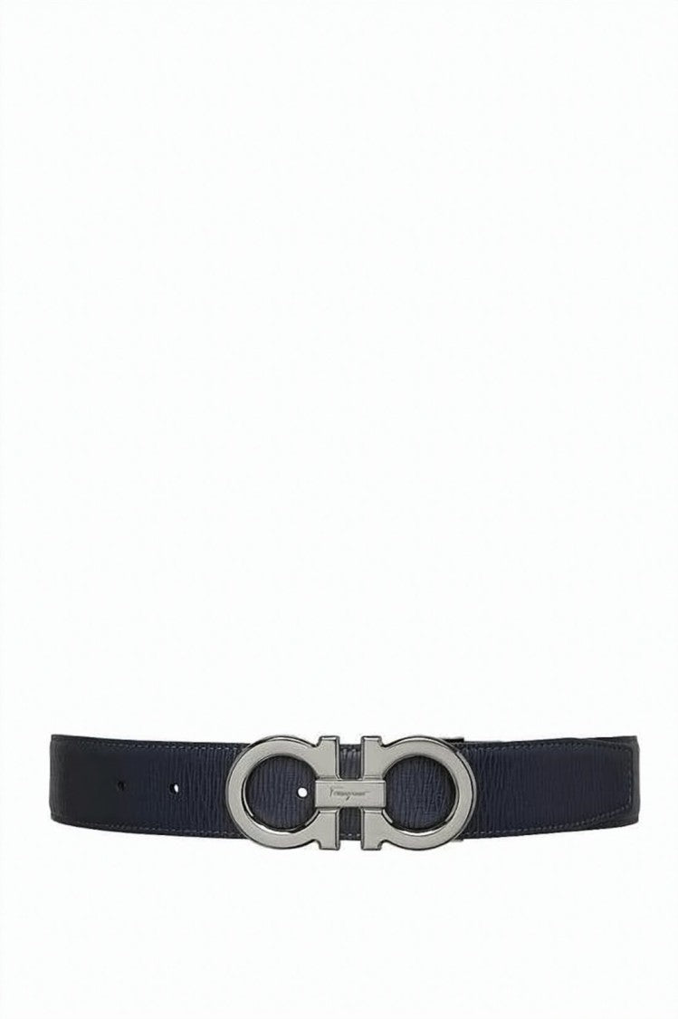 Salvatore Ferragamo Textured Black Calf Leather Belt
