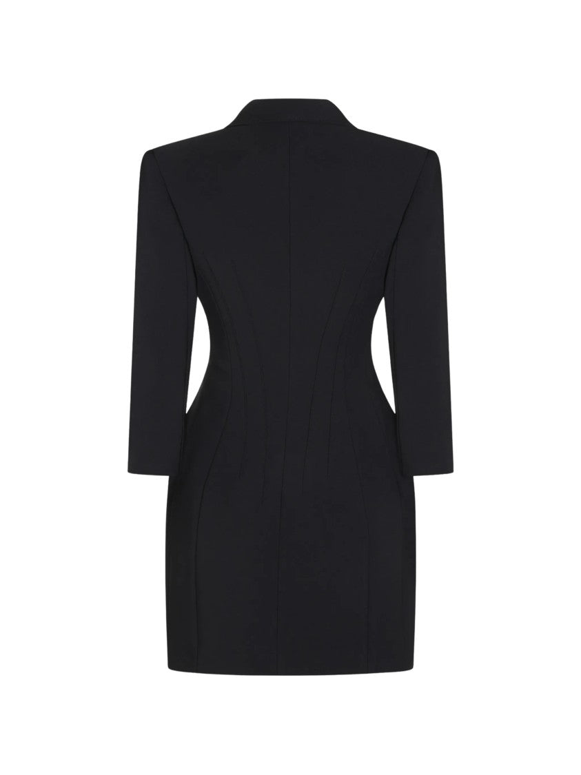 Elisabetta Franchi Black Abito Crêpe Double-Breasted Mini Dress