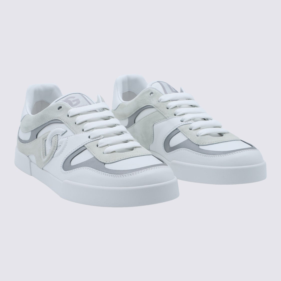 Dolce & Gabbana Low-Top Sneakers With Layered Panels And Embossed Logo