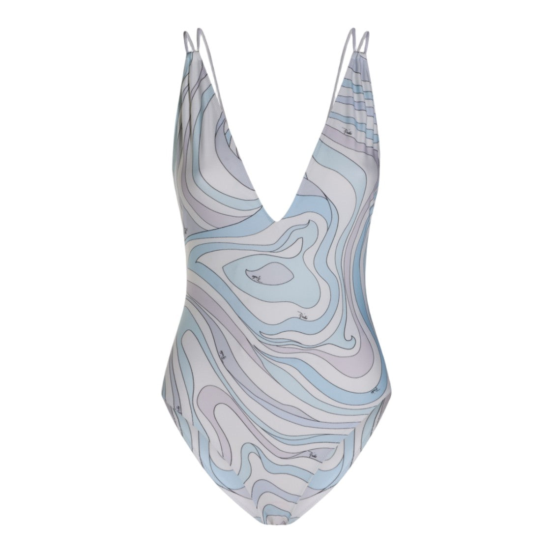Emilio Pucci One-Piece Swimsuit With Deep V Neckline And Abstract Pattern