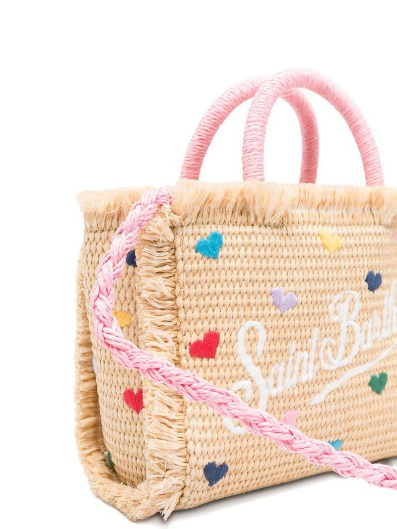 Mc2 Saint Barth Woven Rectangle Tote Bag With Heart Accents