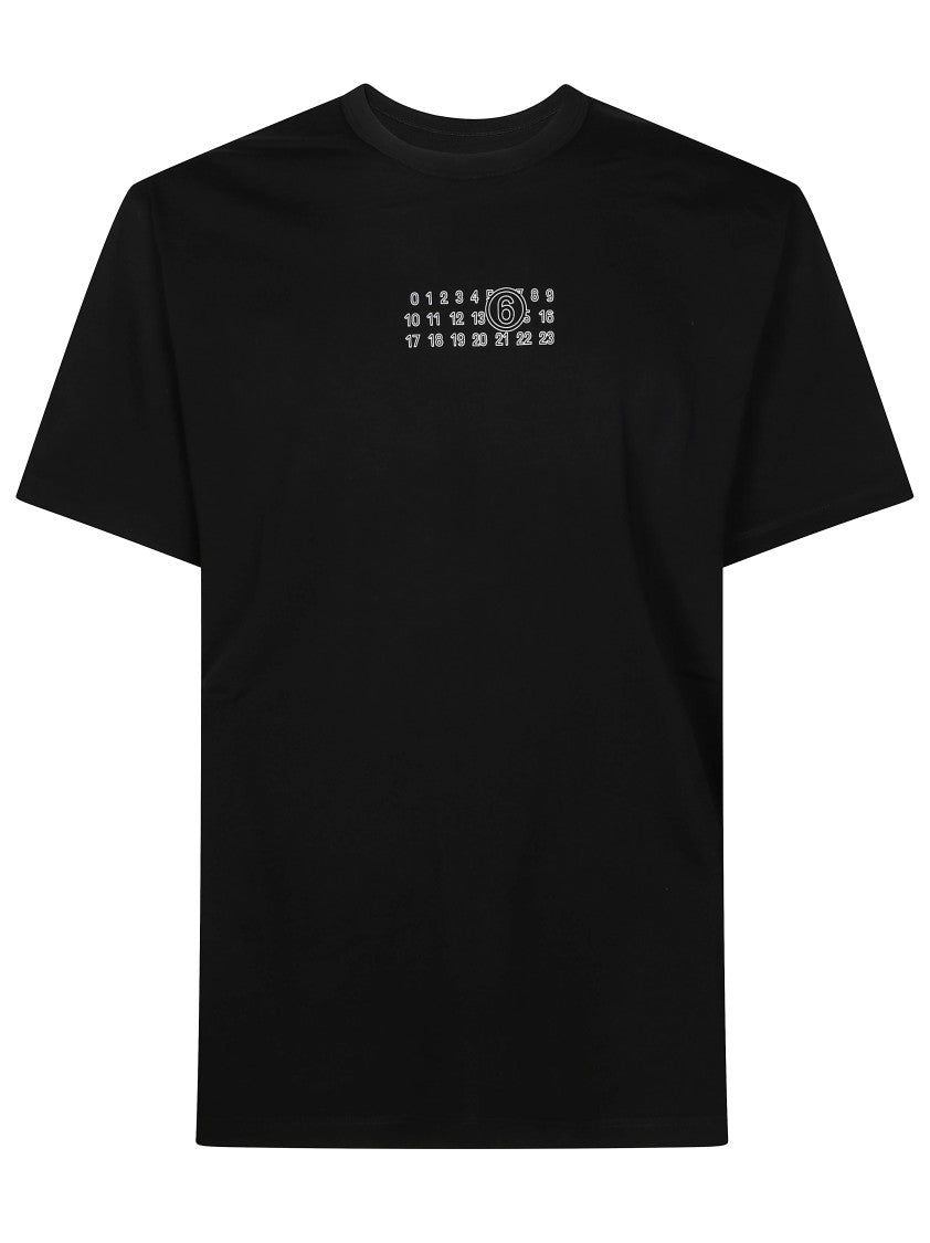 Mm6 By Maison Margiela Graphic Black T-Shirt With Circular Motif