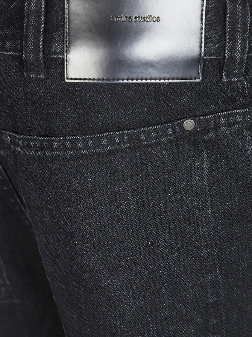 Entire Studios Cropped Dark Wash Wide-Leg Jeans