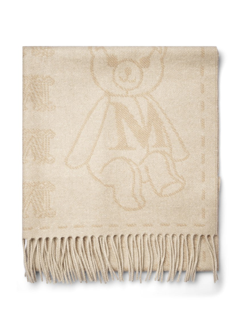 Max Mara Teddy Bear Motif Cashmere Scarf