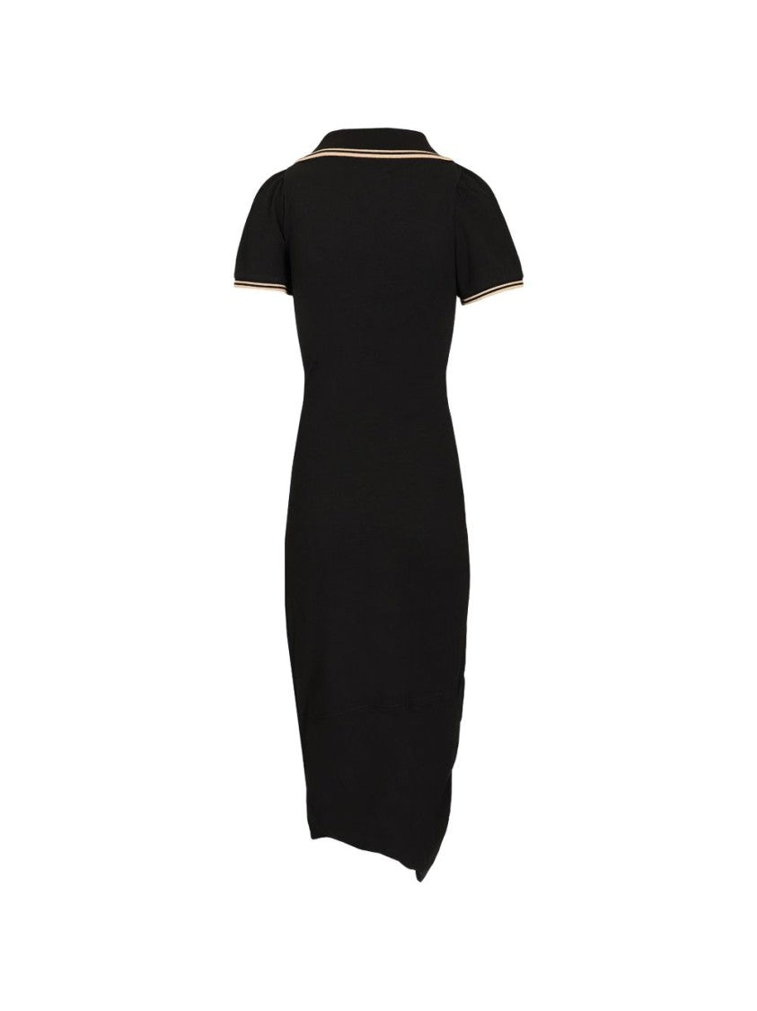 Vivienne Westwood Fitted Black Midi Dress With Ruched Detail And Contrasting Collar