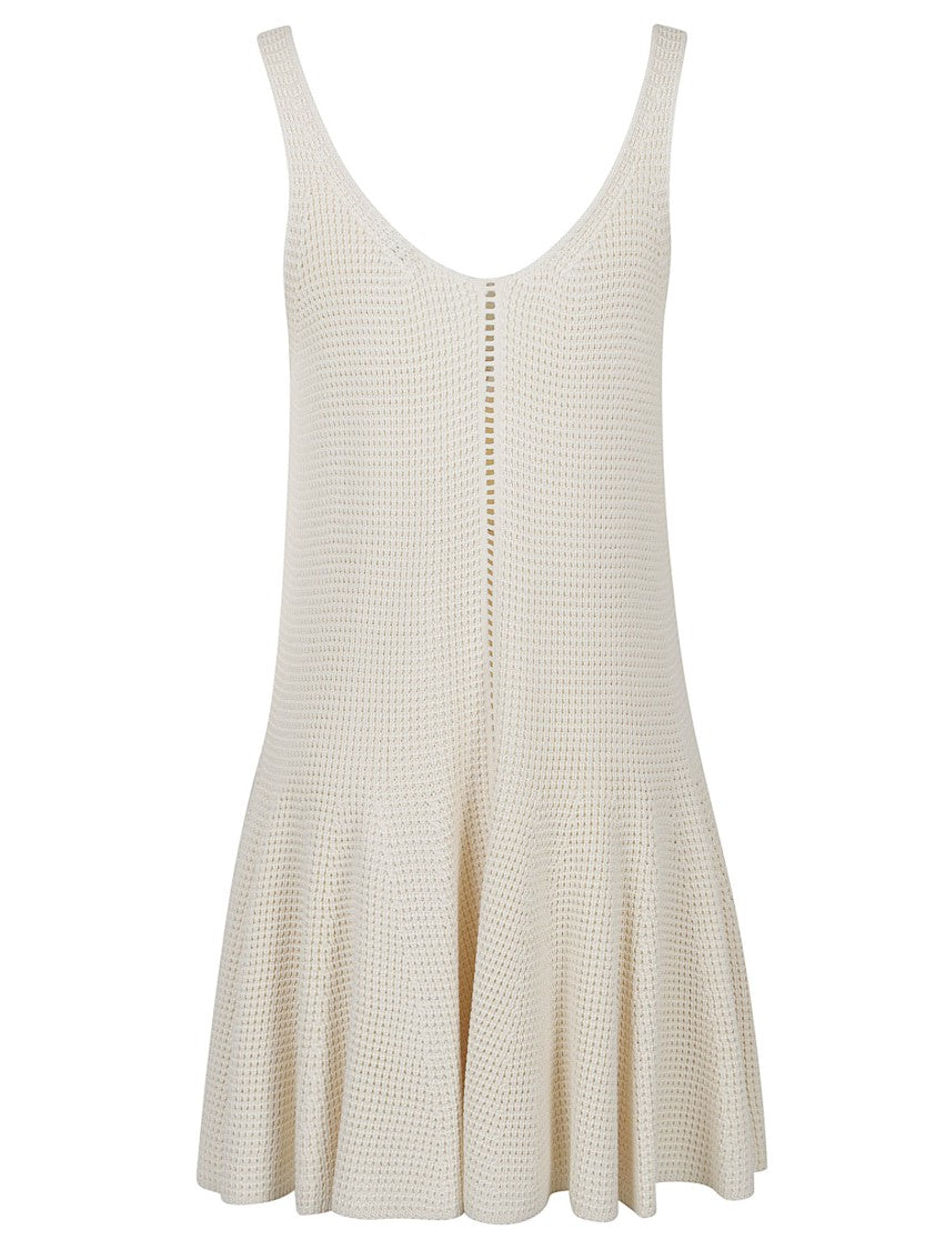Alaïa Silk Waffle Knit Mini Dress With Godet Hem