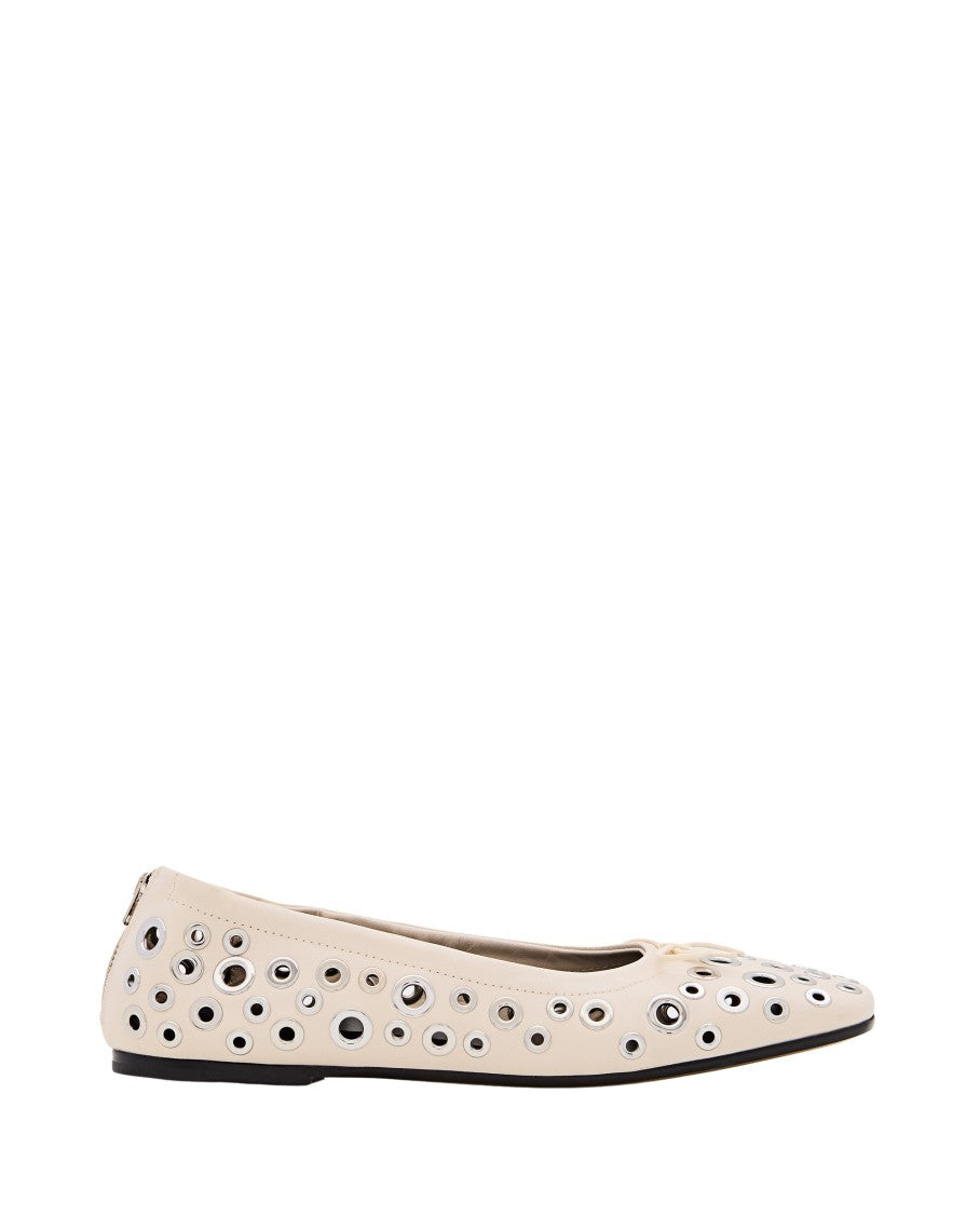 Golden Goose Cream Amy Square Toe Leather Ballet Flats