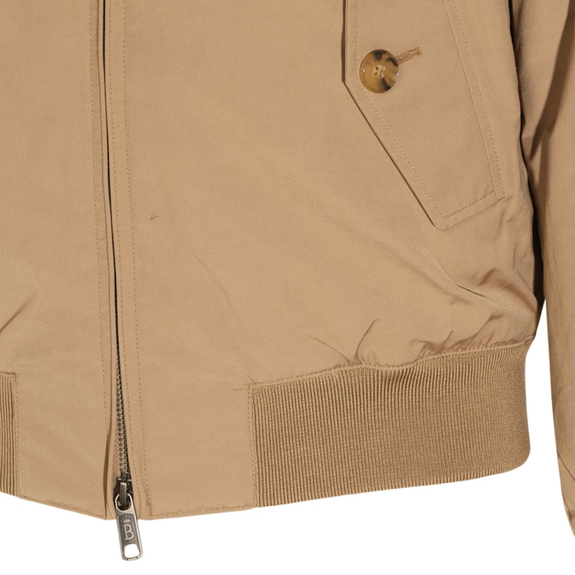 Baracuta High Collar Beige Jacket With Front Zipper And Flap Pockets