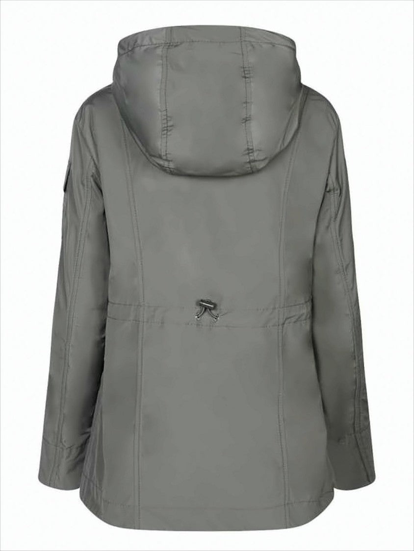 Moncler Hooded Grey Jacket With Adjustable Drawstrings