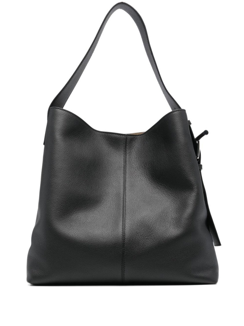 Alexander Mcqueen Black Shoulder Bag In Soft Textured Calf Leather