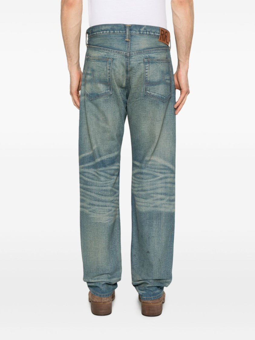 Polo Ralph Lauren Light Blue Straight-Fit Jeans With Distressed Detailing