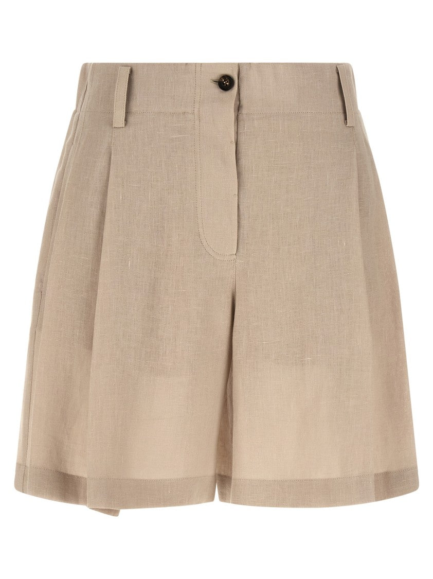 Brunello Cucinelli Linen Wide-Leg Bermuda Shorts