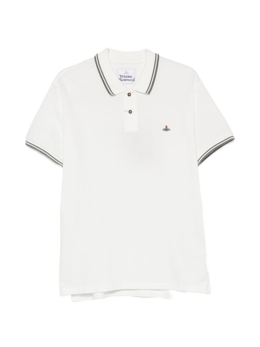 Vivienne Westwood Short-Sleeve Grey Accent Cotton Polo Shirt