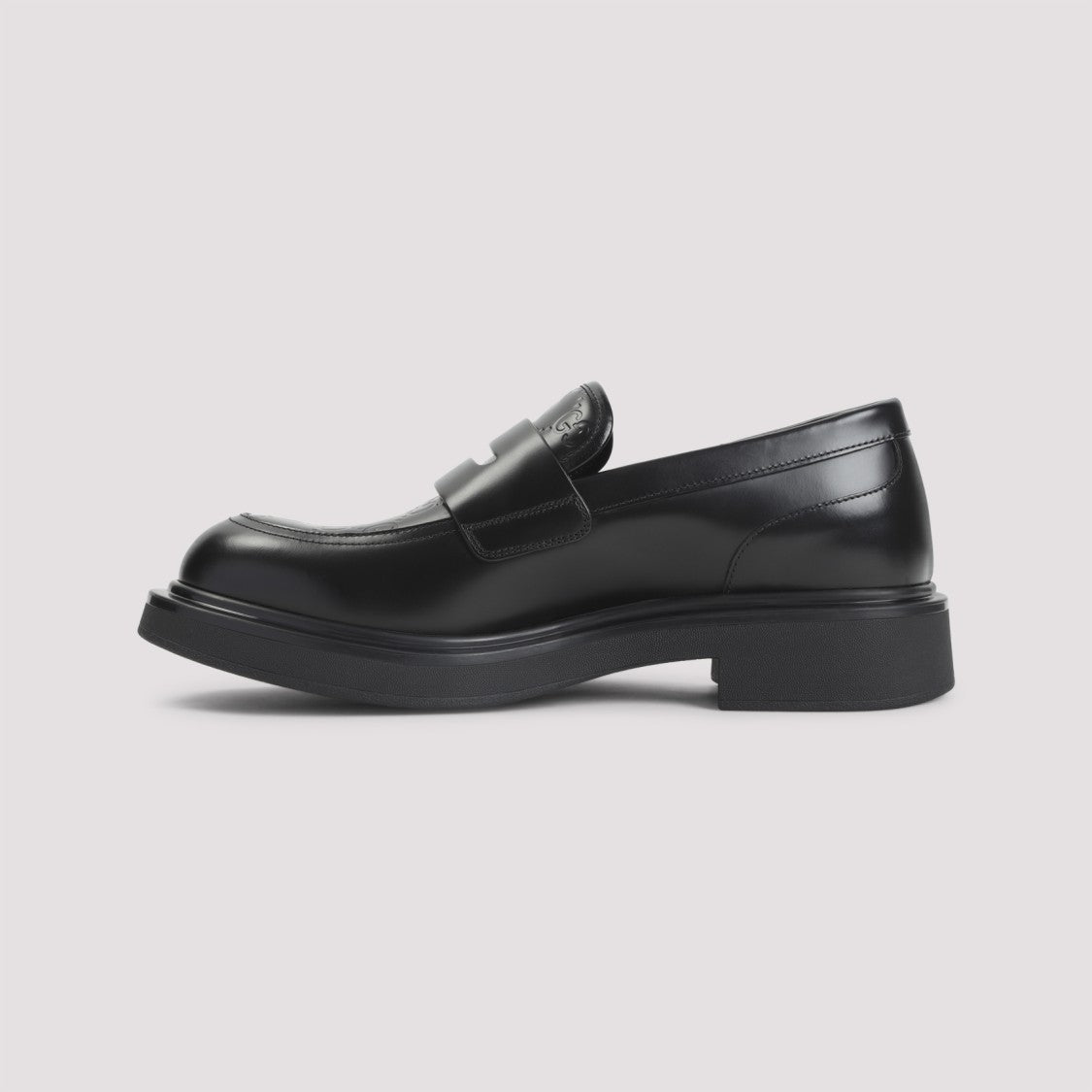 Gucci Polished Black Calf Leather Loafers With Chunky Sole