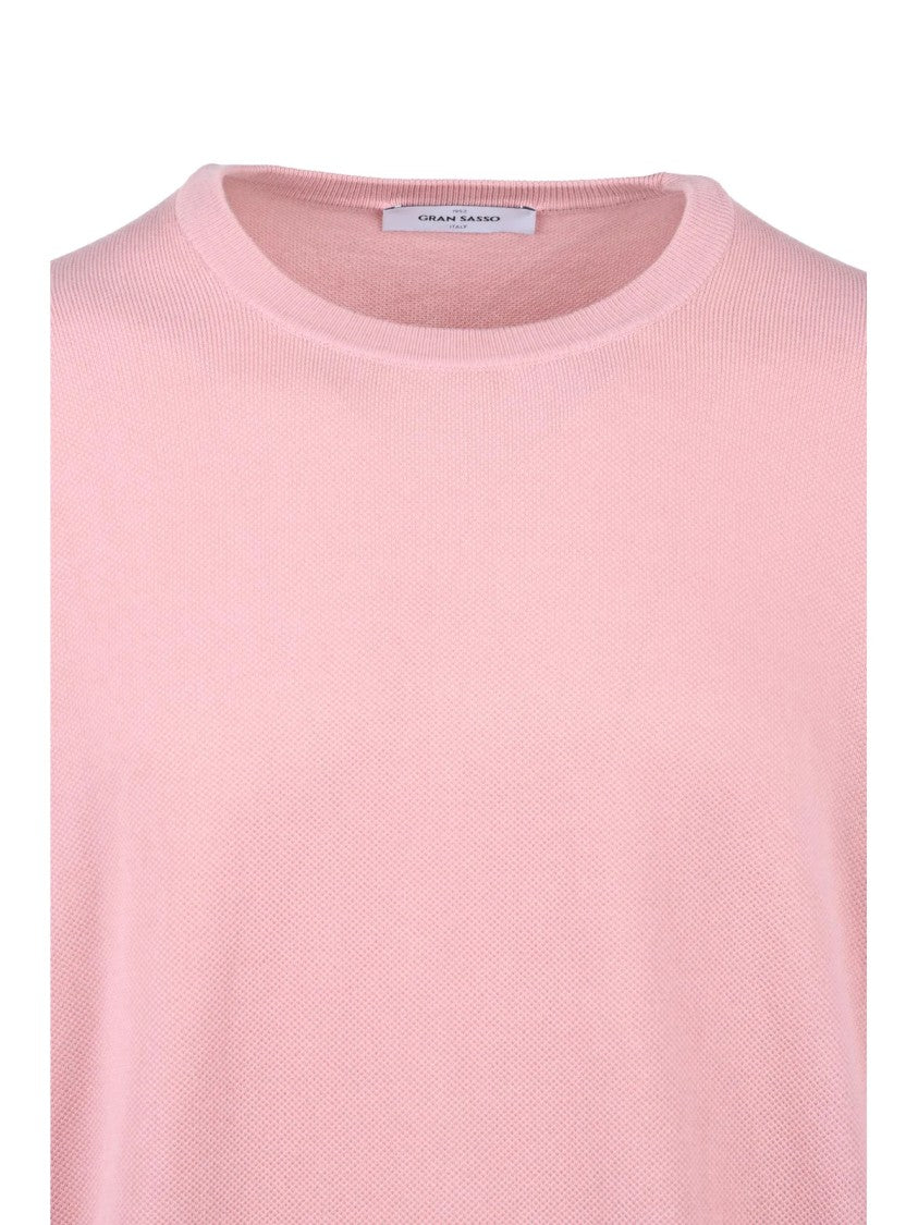 Gran Sasso Pink Crewneck Cotton Sweater