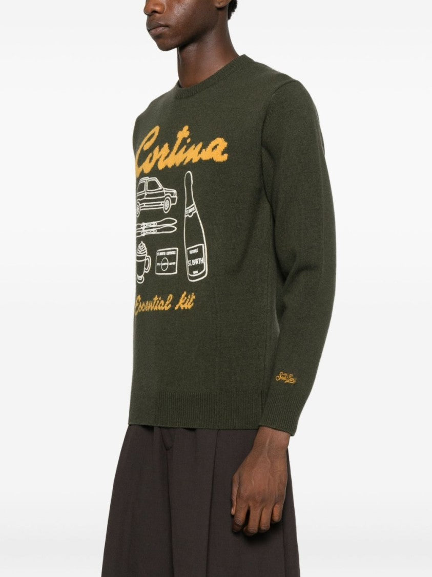 Mc2 Saint Barth Heron Graphic Knit Sweatshirt In Wool Blend