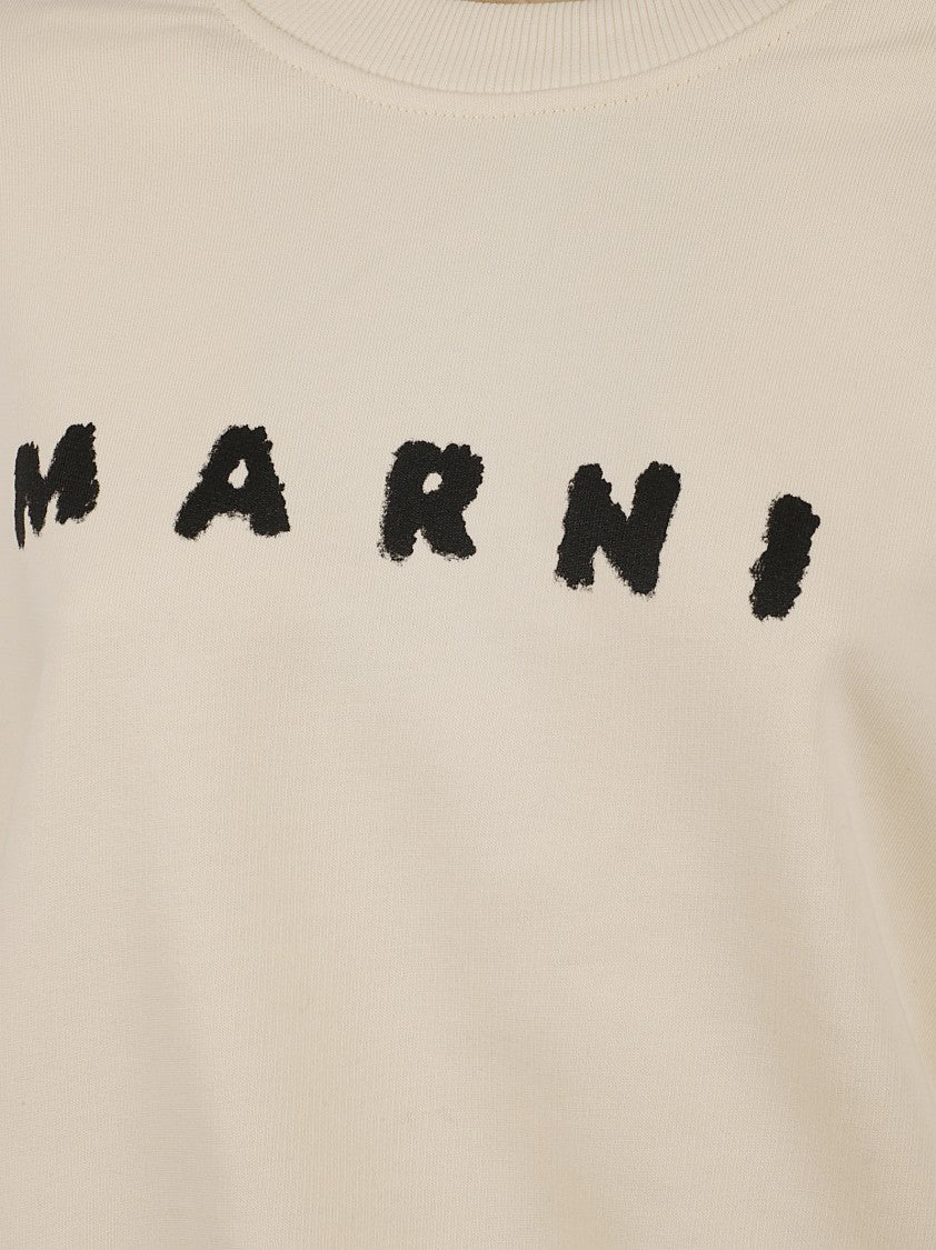 Marni Ivory Sweatshirt With Textured Lettering