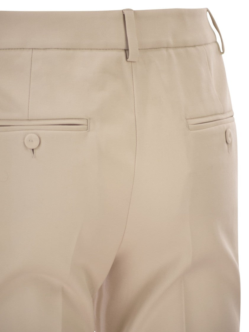 Max Mara Cropped Stretch Cotton Trousers With Tailored Finish