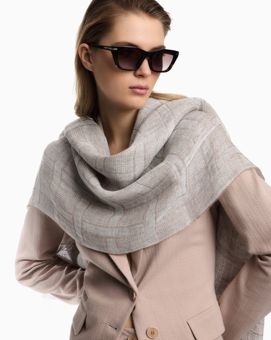 Emporio Armani Brushed Linen Lurex Threads Women's Scarf