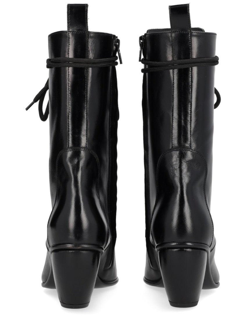 Vivienne Westwood Polished Leather Boots With Sculpted Block Heel