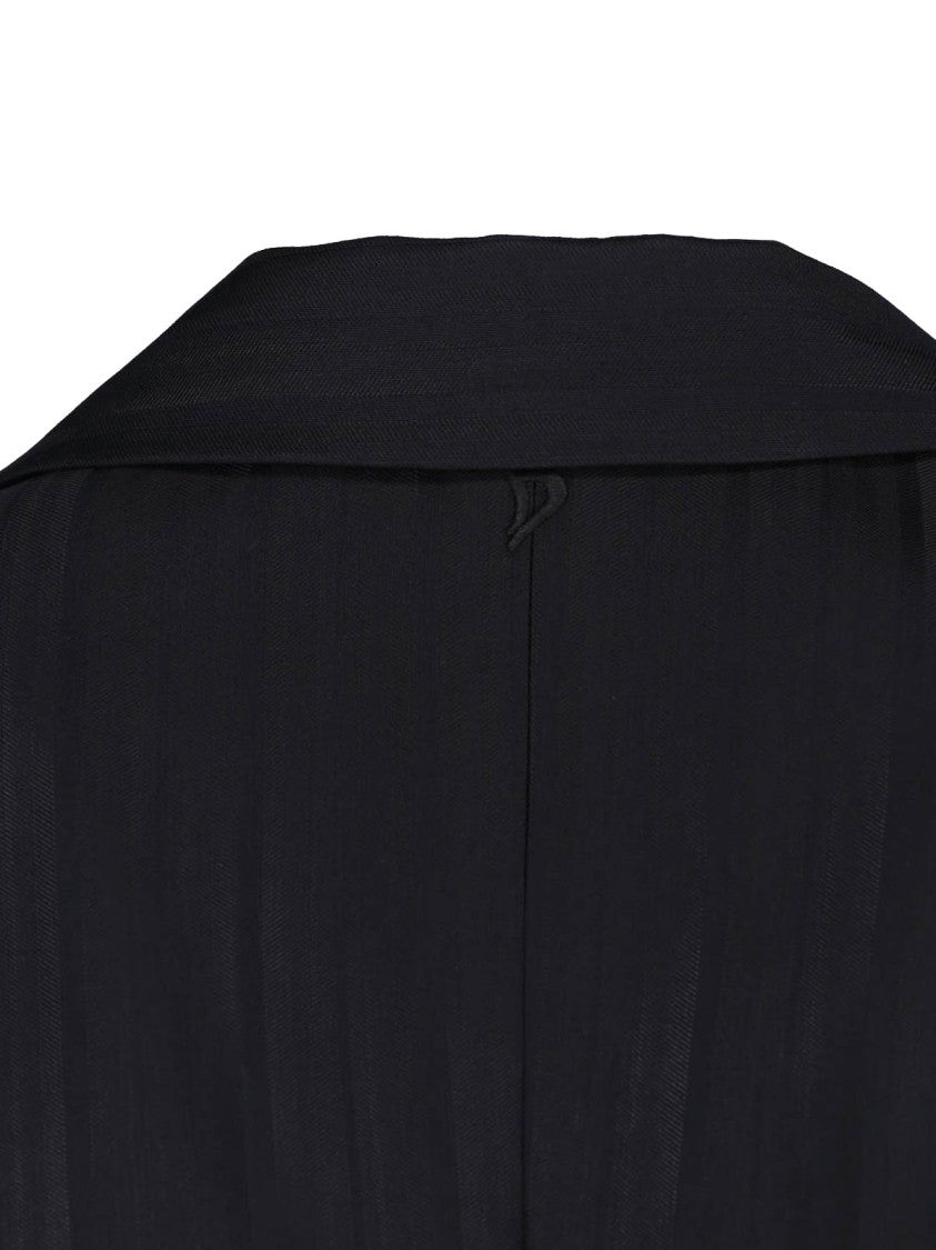 Dondup Black Virgin Wool-Blend Gessato Cropped Blazer