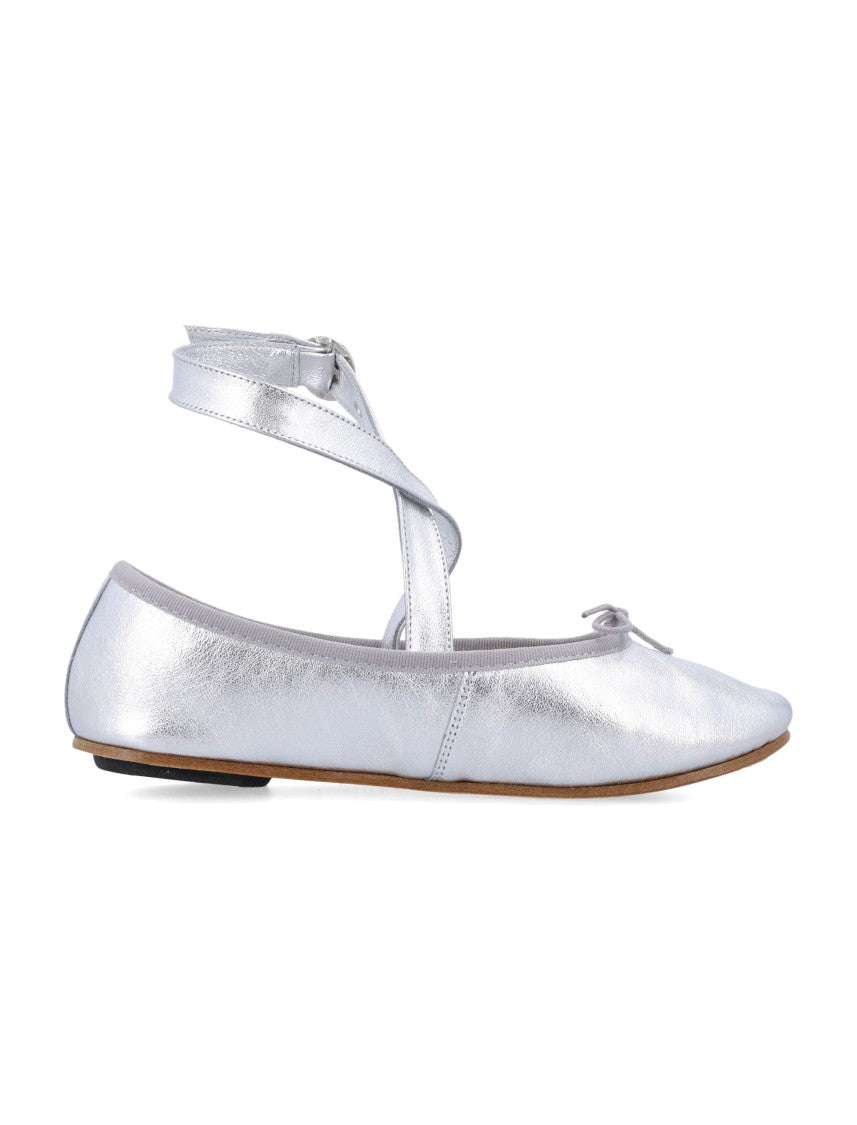 Repetto Sophia Belt Ballet Flats With Metalized Leather