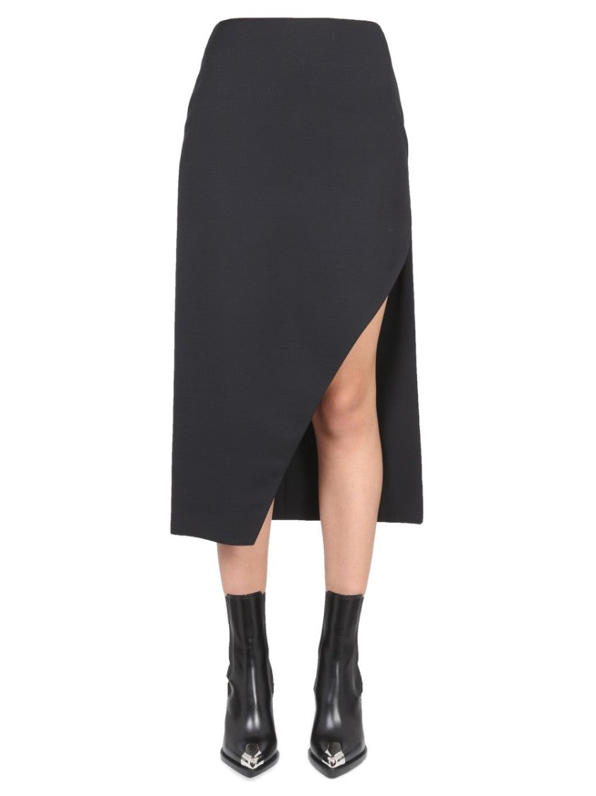 Alexander Mcqueen Midi Skirt With Bold Side Slit