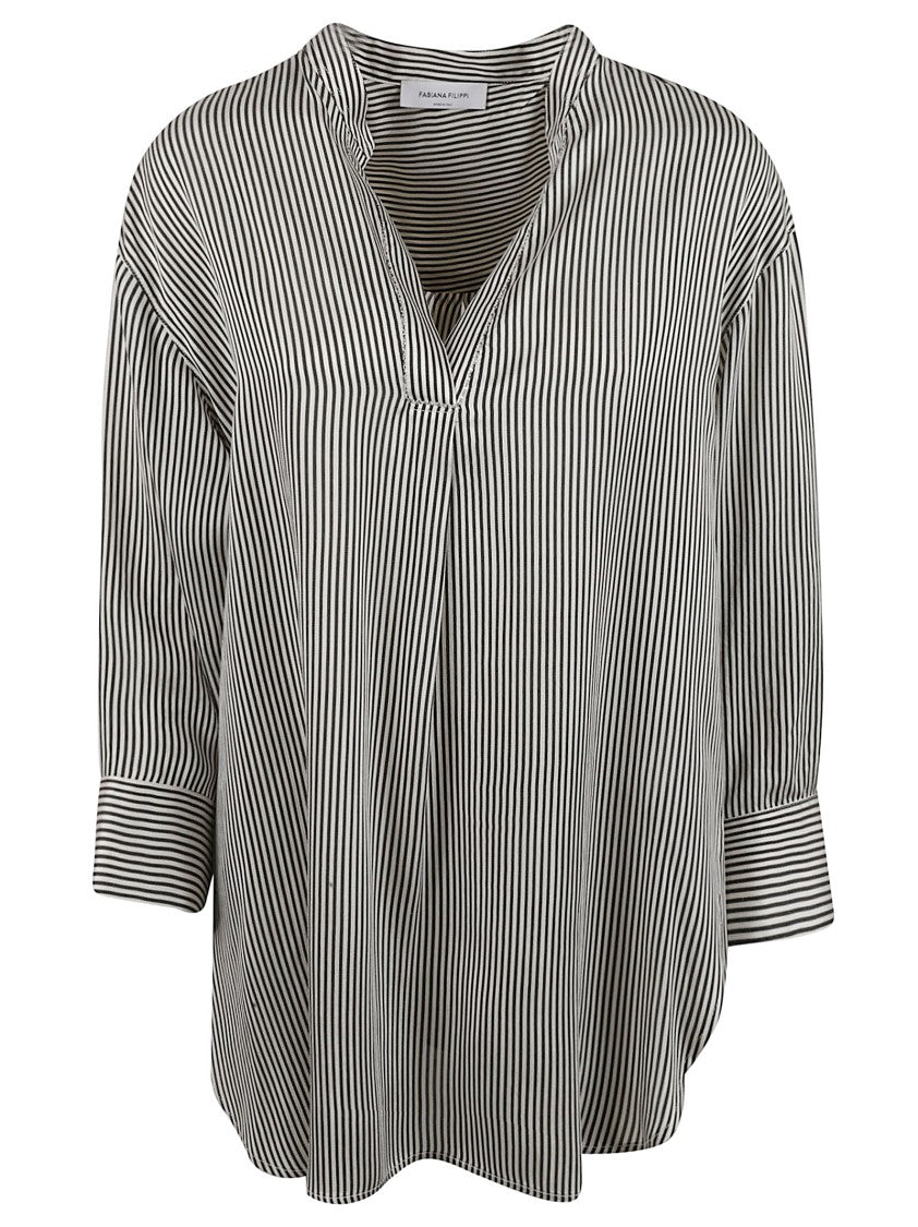Fabiana Filippi Relaxed Fit Striped V-Neck Shirt