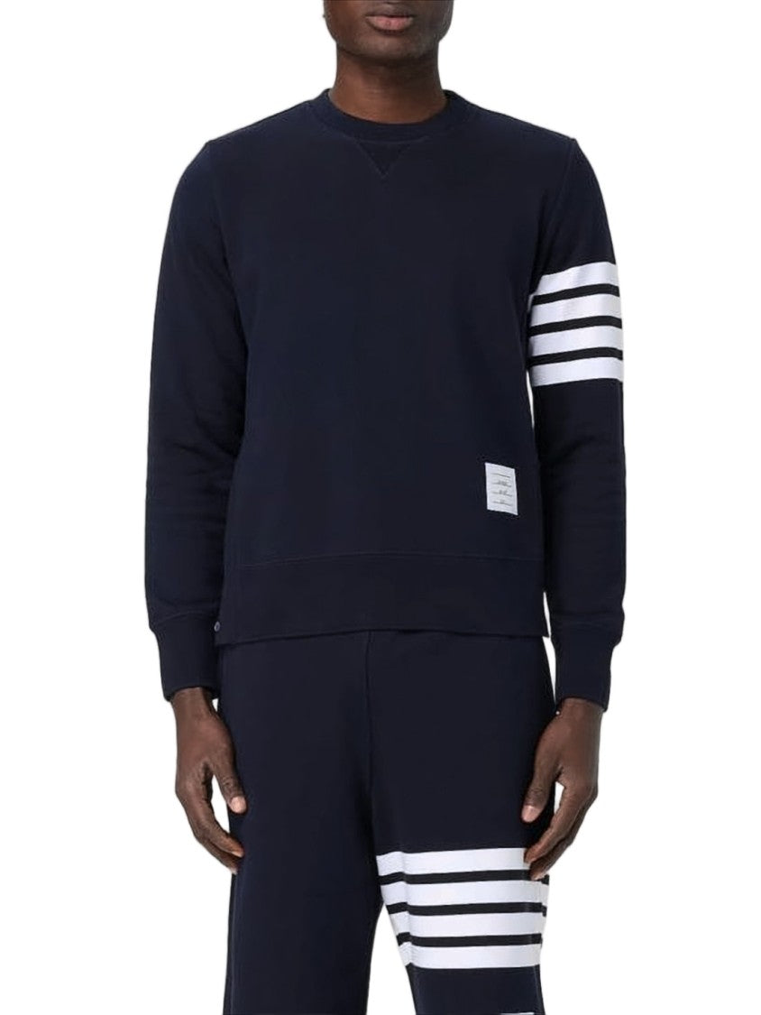 Thom Browne Navy Long-Sleeve Top With Horizontal Stripe Detail