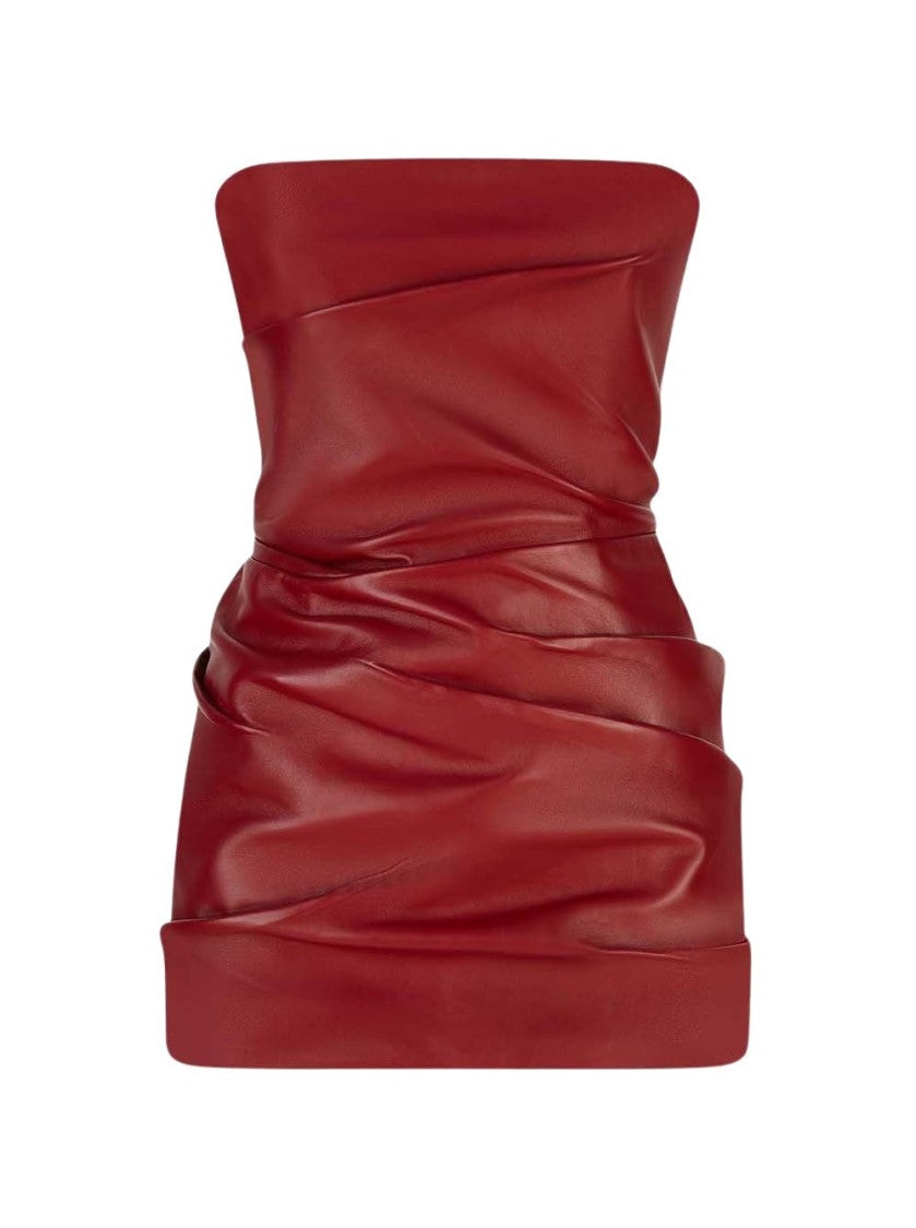 The Attico Leather Mini Dress Vibrant Red