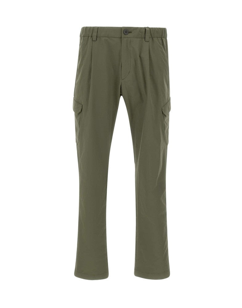 Herno Green Cargo Trousers With Rear Elastic Waistband