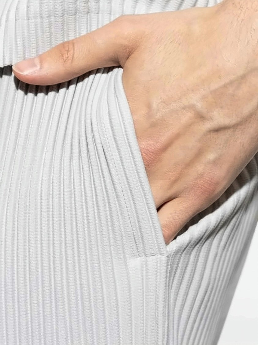 Homme Plissé Issey Miyake Pleated Texture Straight Pants With Elastic Waistband