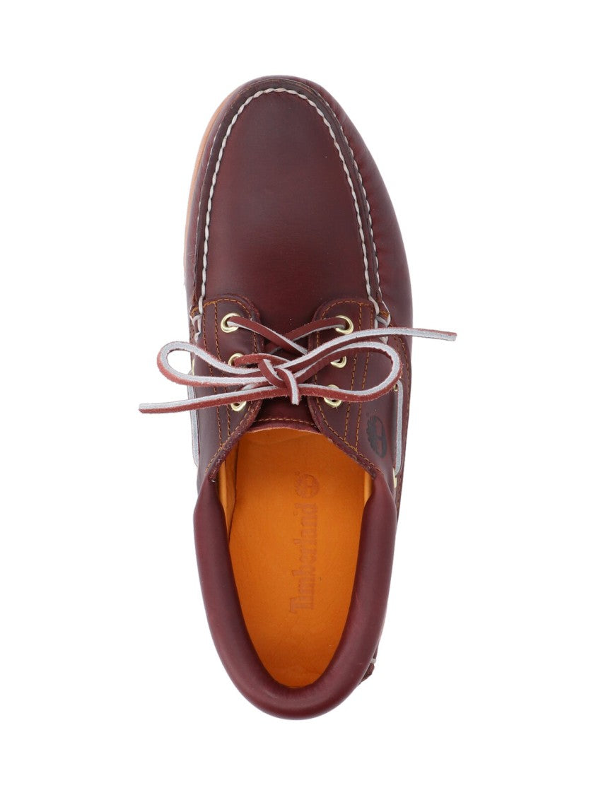 Timberland Brown Leather Contrast Stitch Boat Shoes