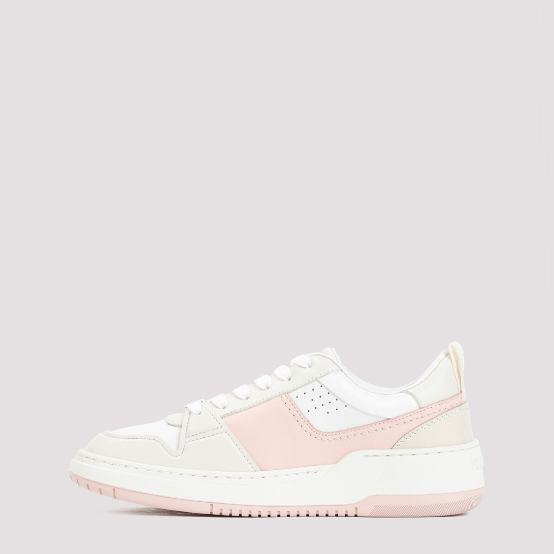 Ferragamo White And Pink Leather Dennis Sneakers