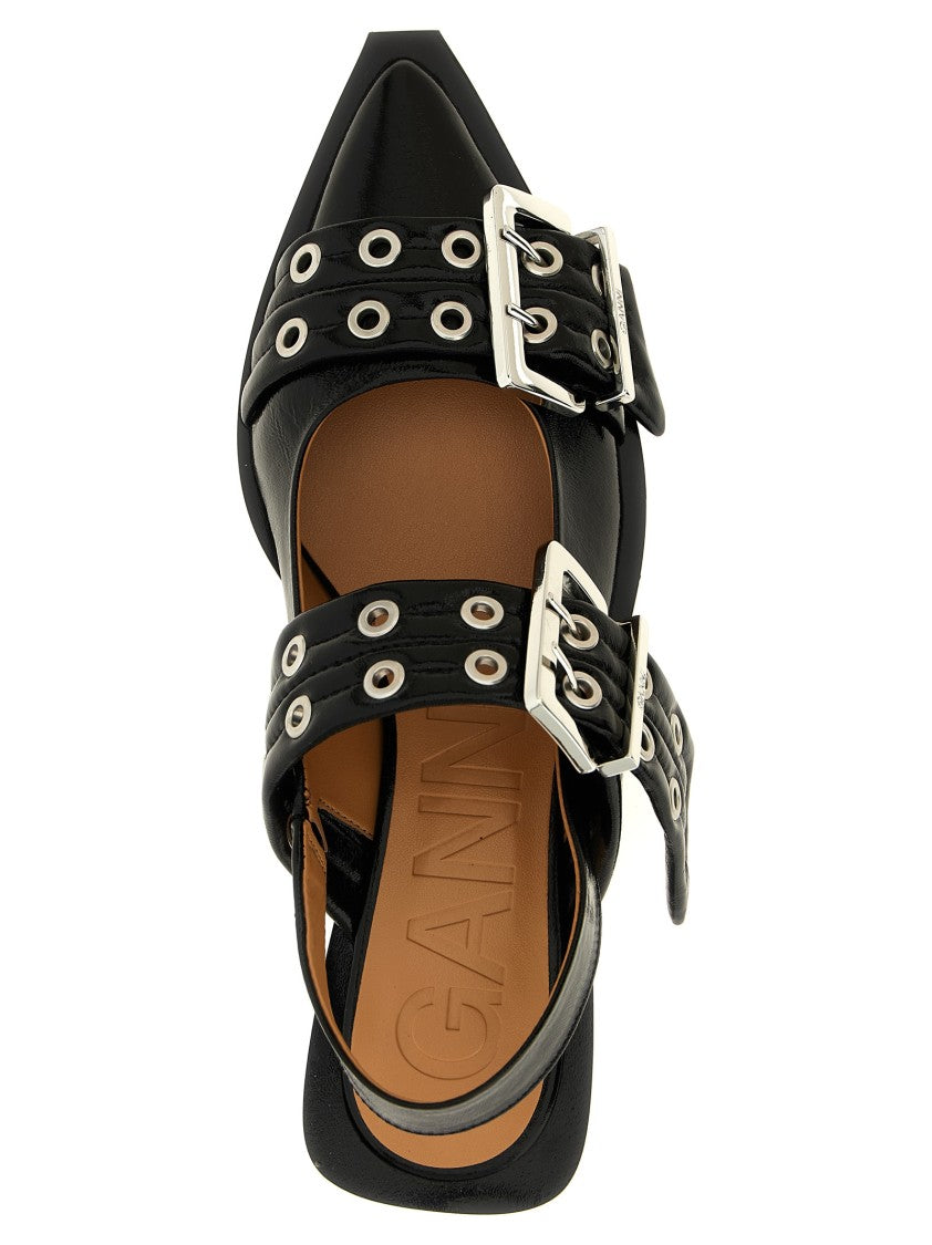 Ganni 'Black Feminine Buckle' Slingback