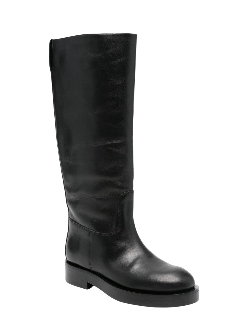 Paris Texas Black Nappa Leather Flat Boots