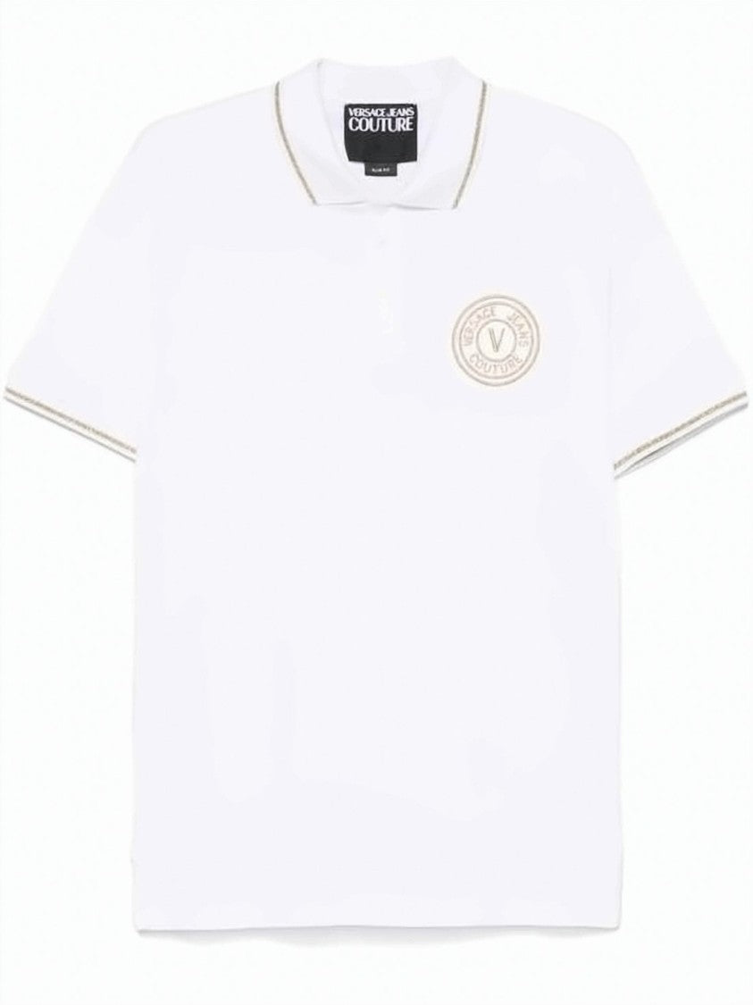 Versace Versace Polo Shirt With Beige Embroidery