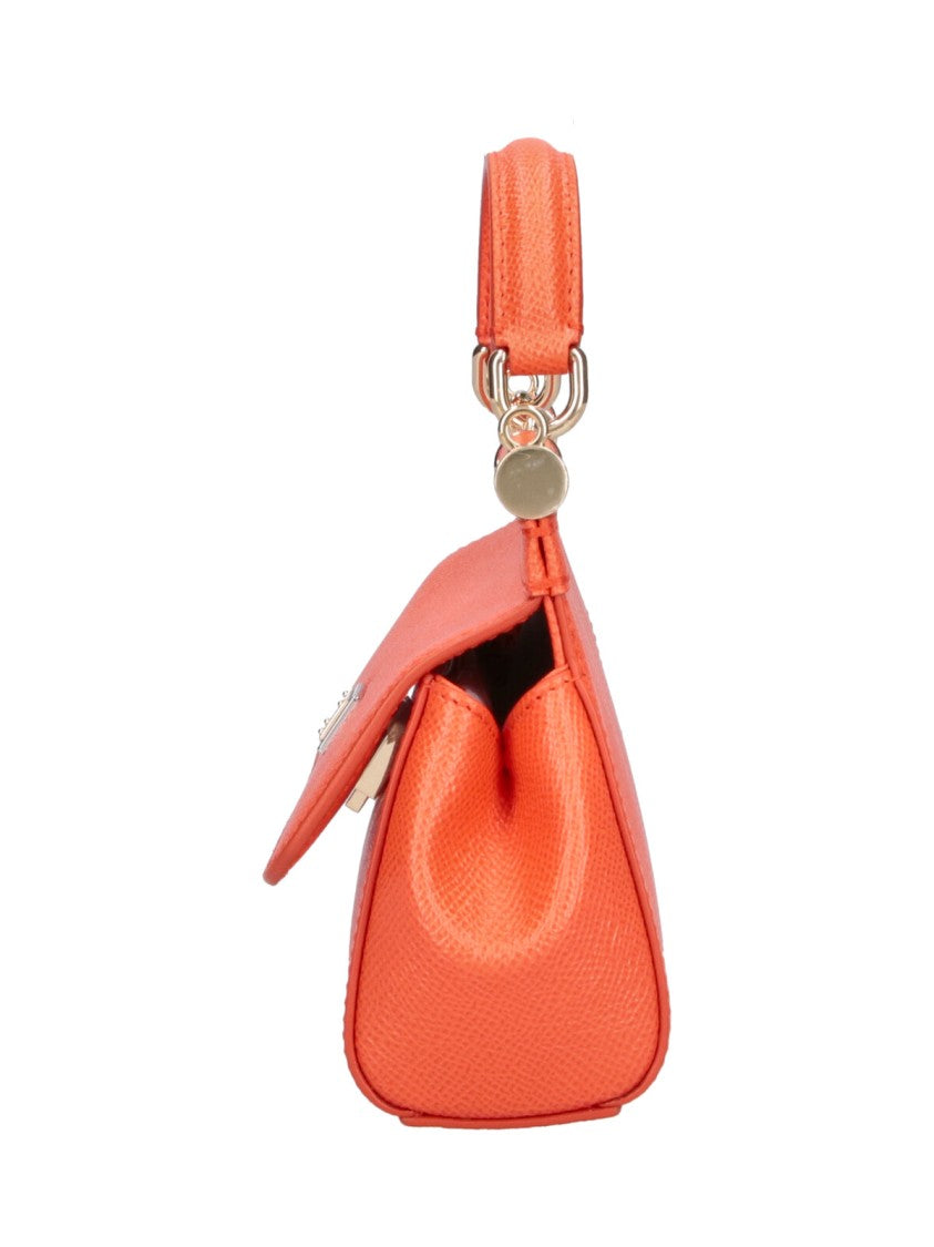 Dolce & Gabbana Mini Structured Handbag In Textured Orange Calf Leather
