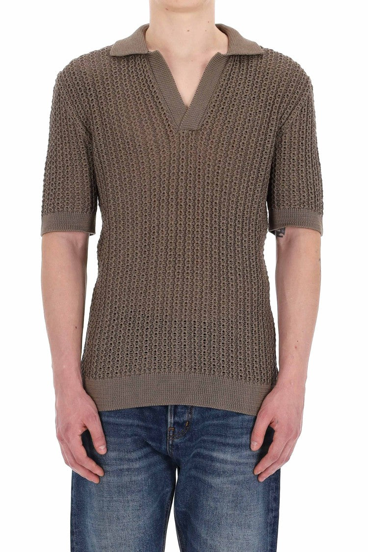 Tagliatore Open Collar Knitted Cotton Polo