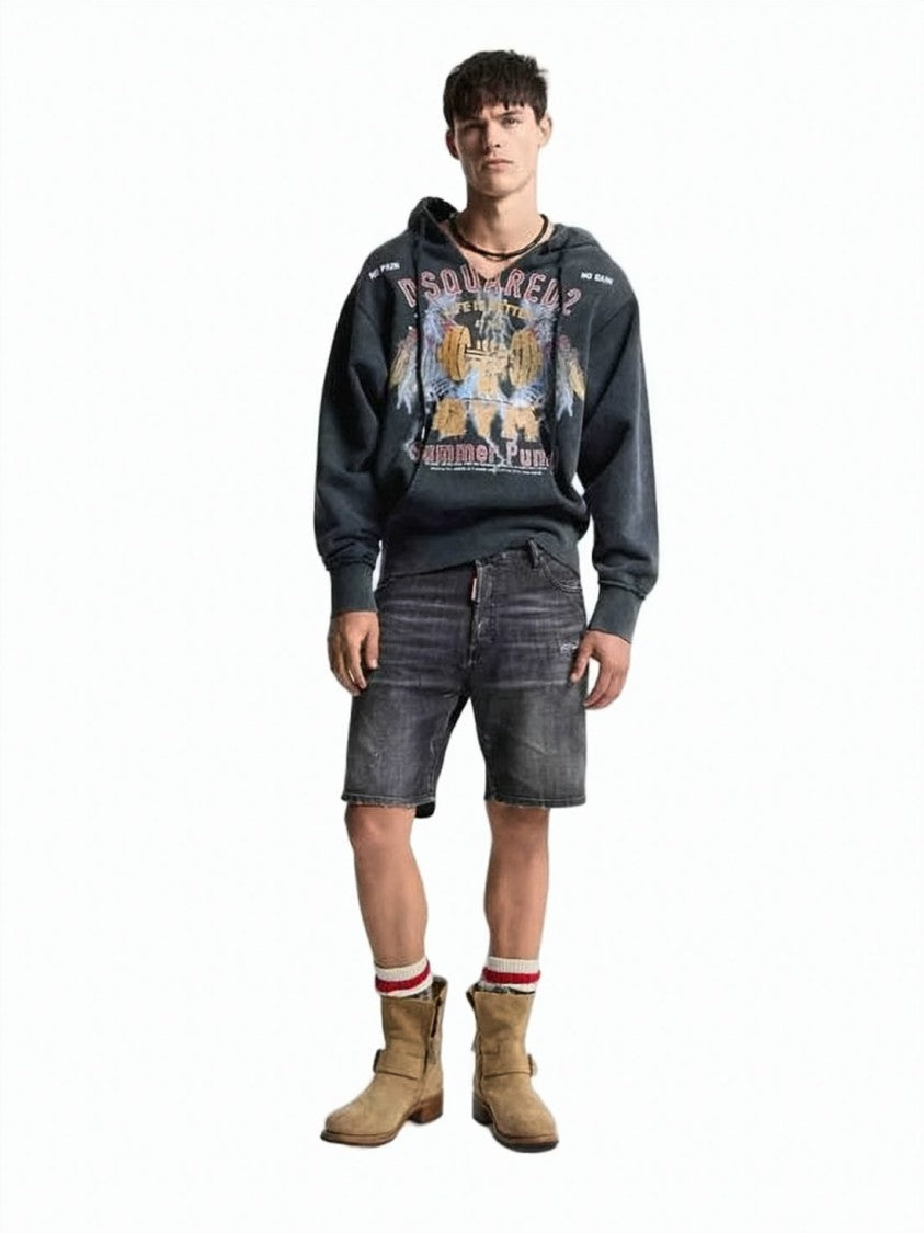 Dsquared2 Distressed Black Denim Shorts