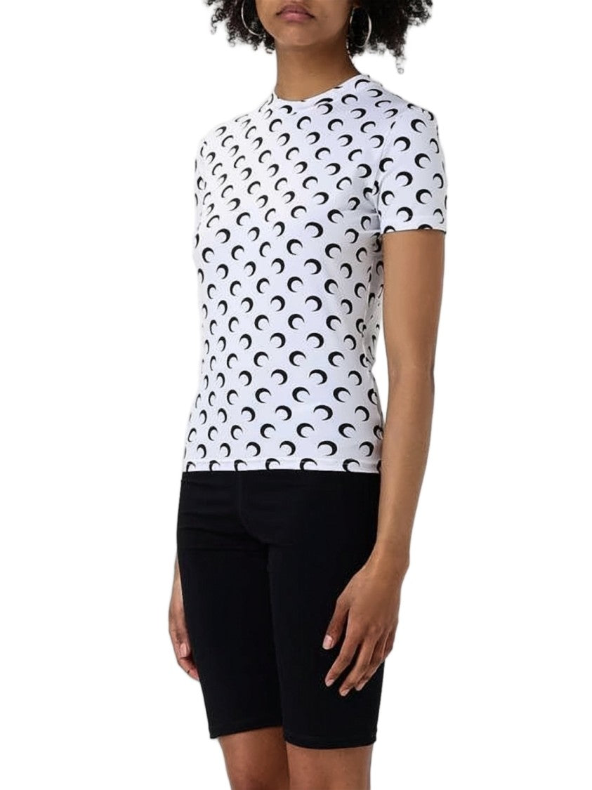 Marine Serre Crescent Moon Print Fitted Jersey Top