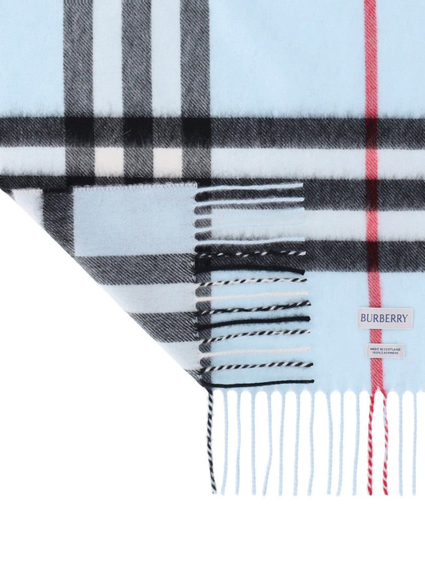 Burberry "Check" Cashmere Scarf - Light Blue