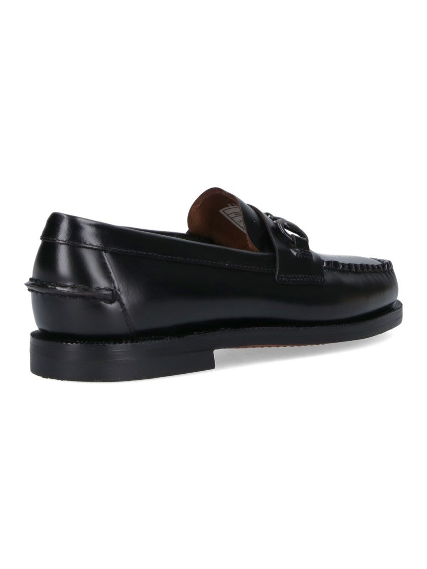 Sebago Moccasin-Style Black Leather Flats