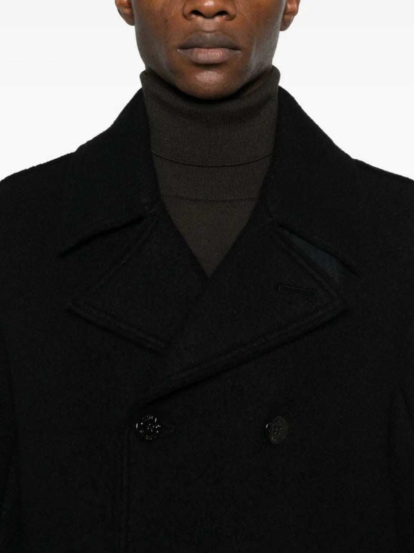 Stone Island Double-Breasted Wool Peacoat