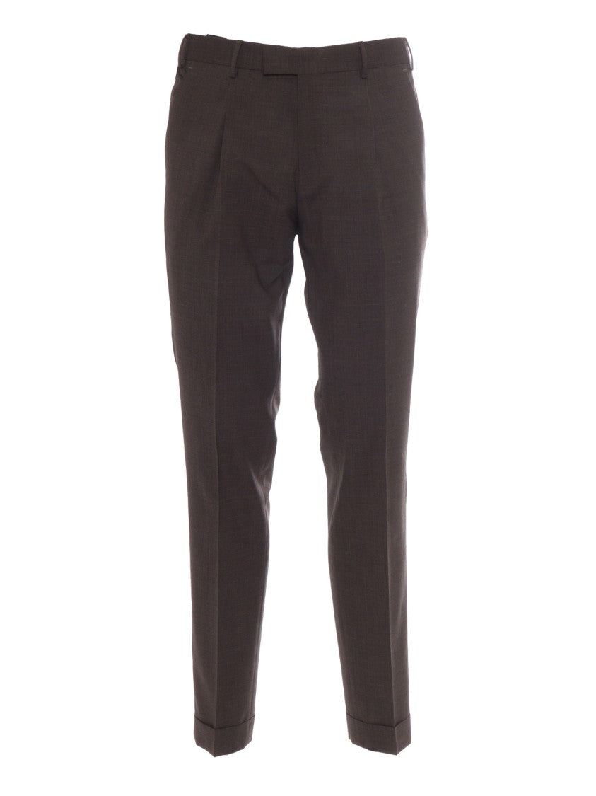 Pt01 Tailored Pleat Trousers With Flap Pockets
