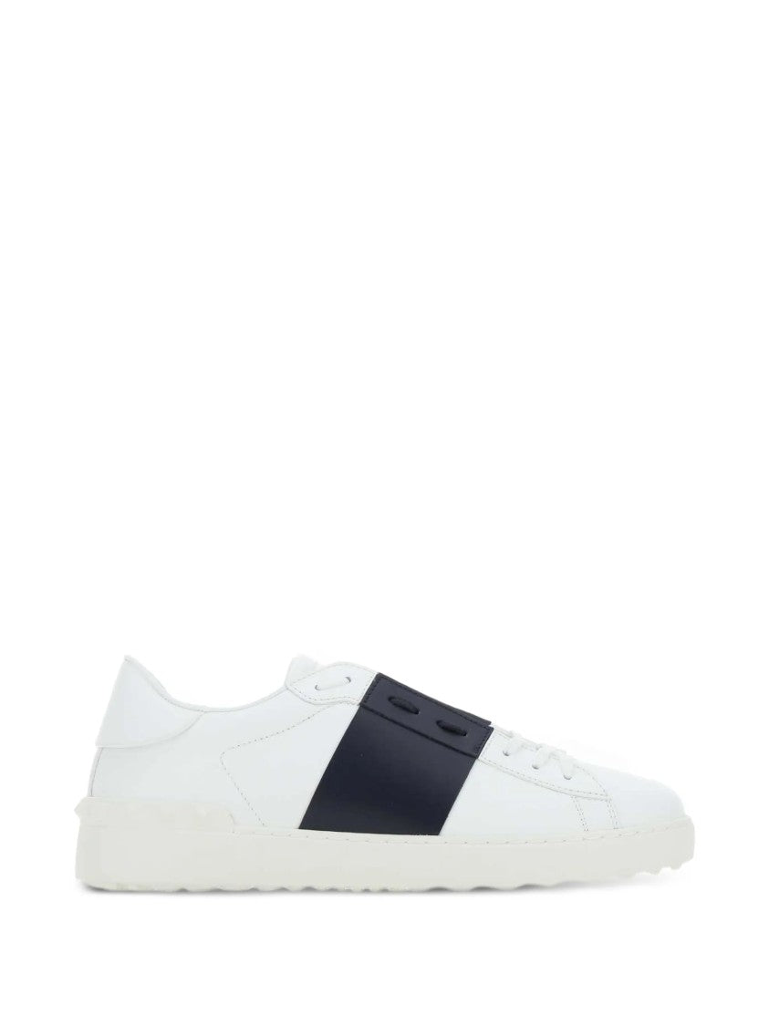 Valentino Low-Top Leather Sneaker With Black Midfoot Panel