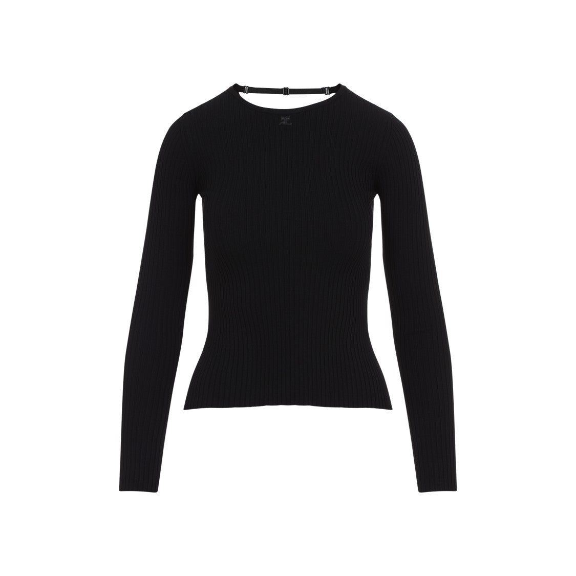 Courrèges Fitted Black Ribbed Top