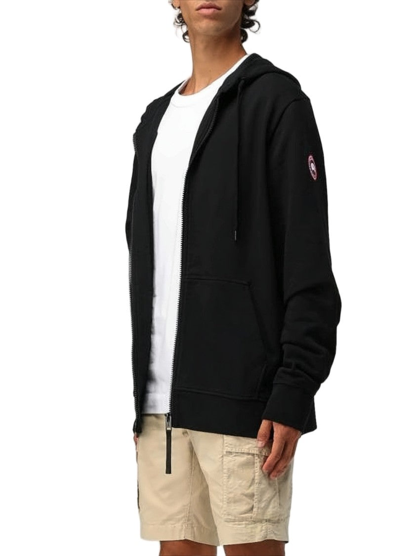 Canada Goose Black Zip-Up Hoodie With Circular Logo Patch